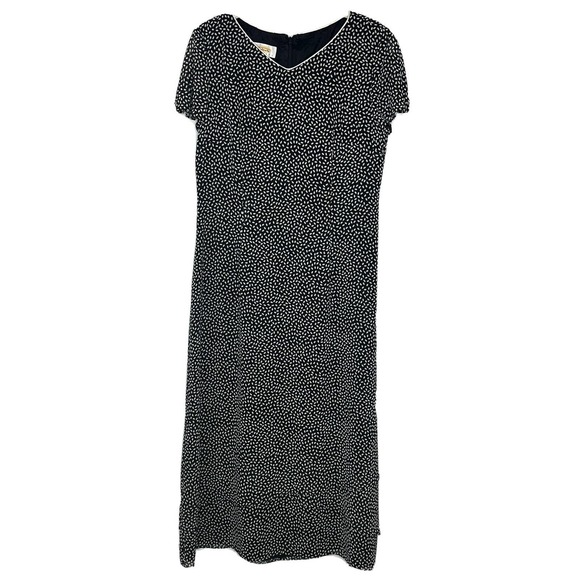 Talbots Vintage Black and White Polka Dot Short Sleeve Maxi Dress Size 6 P - Picture 1 of 7